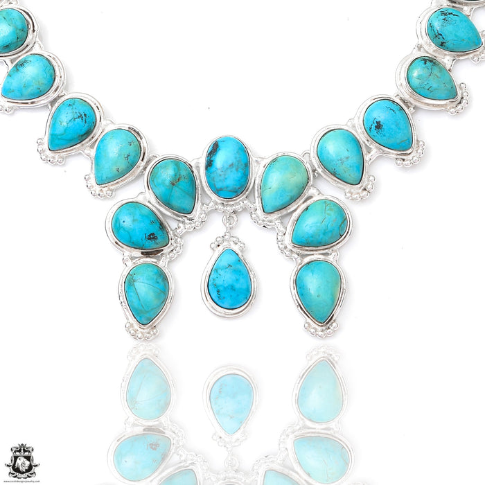 Blue Moon Turquoise Squash Blossom Statement Necklace BN49