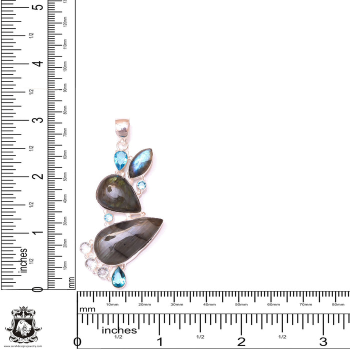 Labradorite Pendant & 3MM Italian Chain P9829