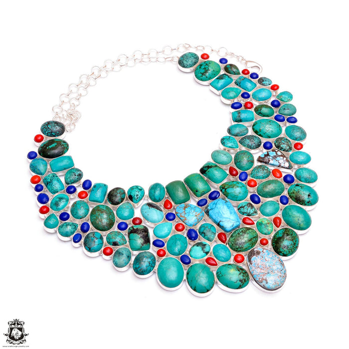 SHOWSTOPPER! Number 8 Turquoise Coral Genuine Gemstone Necklace BNC23