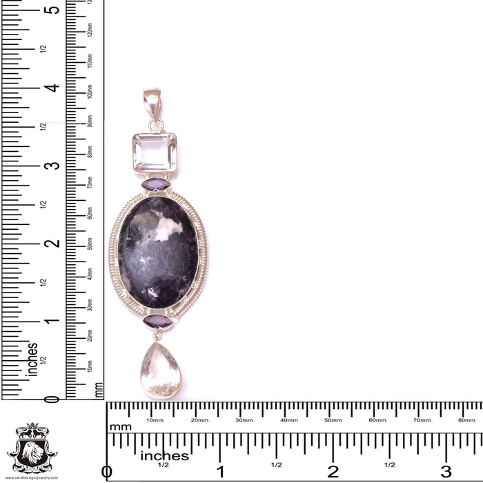 Lilac Lepidolite Clear Topaz Pendant & 3MM Italian Chain P9727