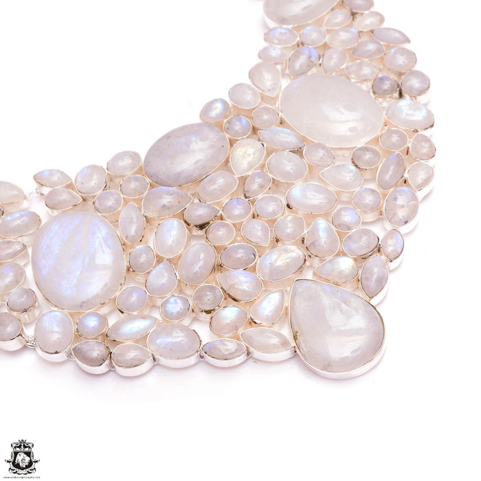 Sensual Desires! 1087± Carats Combined Rainbow Moonstone Genuine Gemstone Necklace BNC25