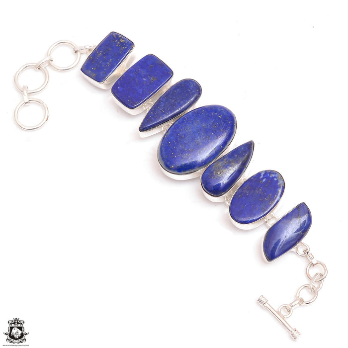 Afghan Mined Lapis lazuli Genuine Gemstone Silver Bracelet B4603