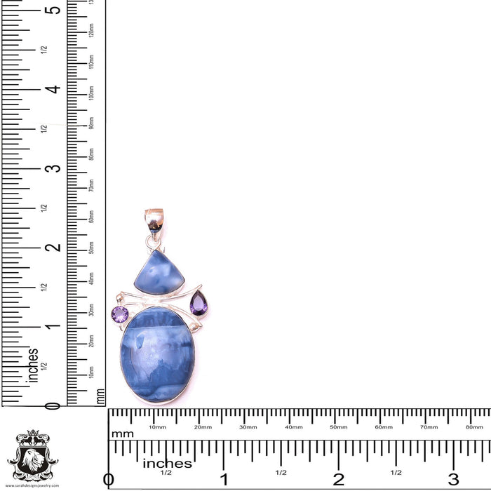 Blue Owyhee Opal Pendant & 3MM Italian Chain P10049