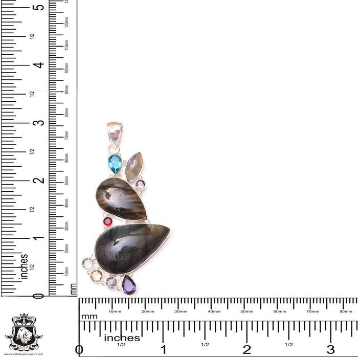 Spectrolite Labradorite Pendant & 3MM Italian Chain P9827
