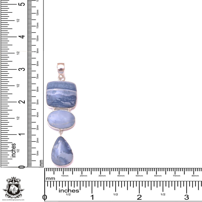 Striped Triple Drop Owyhee Opal Pendant & 3MM Italian Chain P97