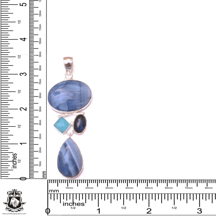 Owyhee Opal Chalcedony Labradorite Pendant & 3MM Italian Chain P9728