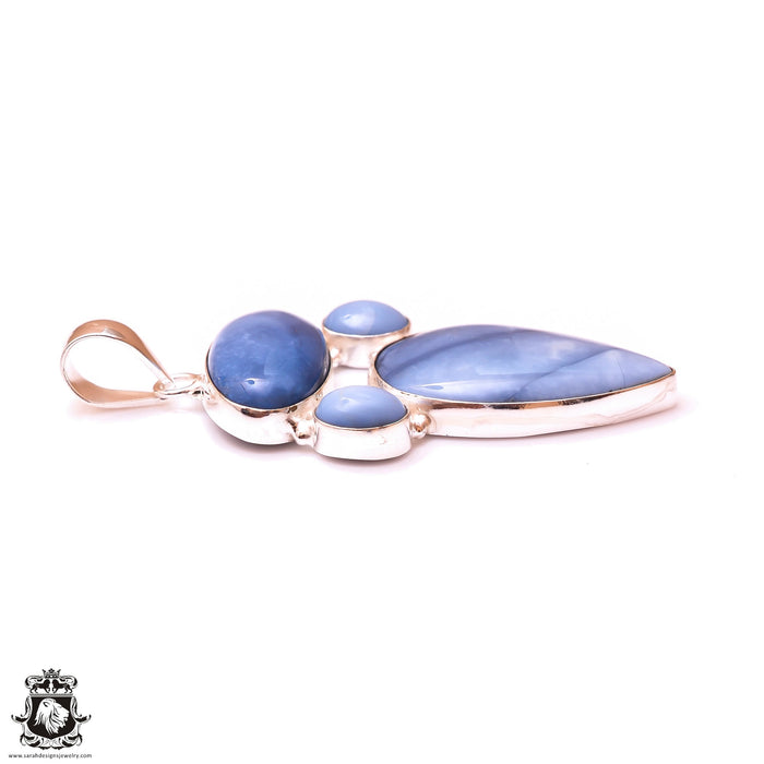 Blue Owyhee Opal Pendant & 3MM Italian Chain P100