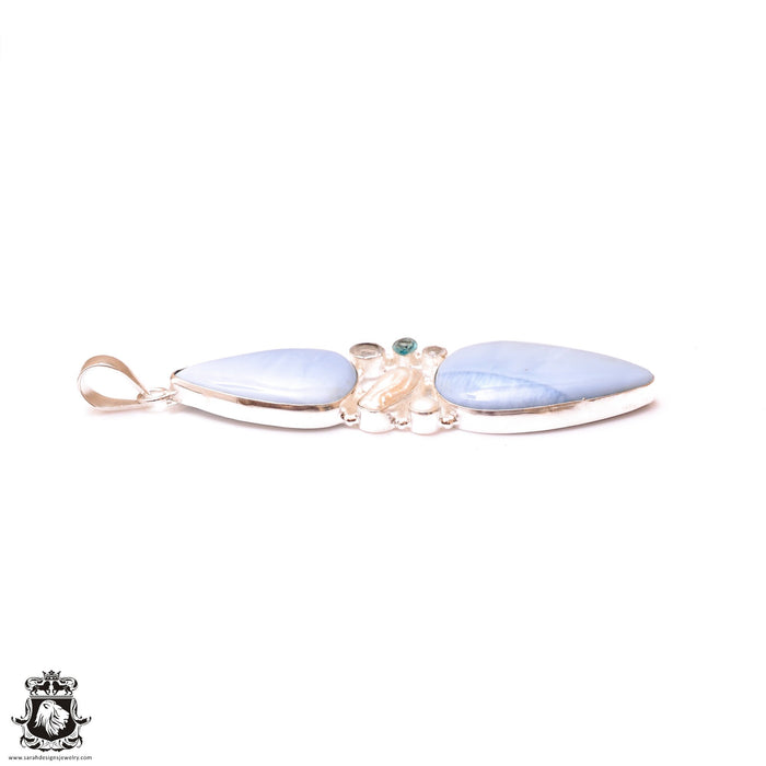 Owyhee Opal Aquamarine Pearl Pendant & FREE 3MM Italian Chain P9565