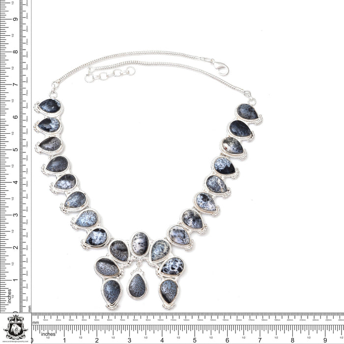 Dendritic Opal Merlinite Squash Blossom Statement Necklace BN62