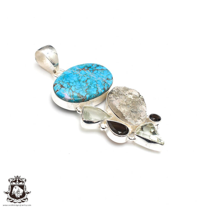 Turquoise Pyrite Pendant & Chain P9302