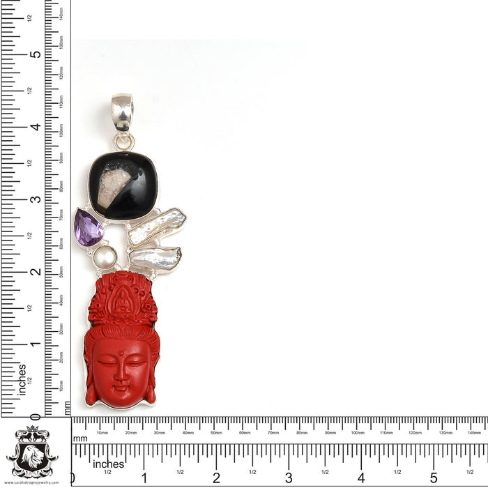 Kwan Yin Guan Yin Black Onyx Pendant & Chain P9131