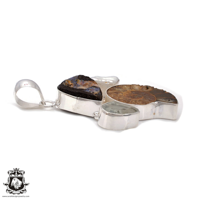 Boulder Opal Ammonite Pendant & Chain P7827