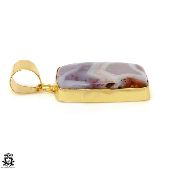 Laguna Lace Agate 24K Gold Plated Pendant 3mm Snake Chain GPH1630