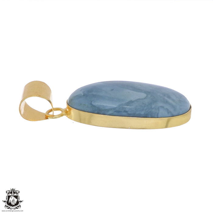 Owyhee Blue Opal 24K Gold Plated Pendant 3mm Snake Chain GPH1070