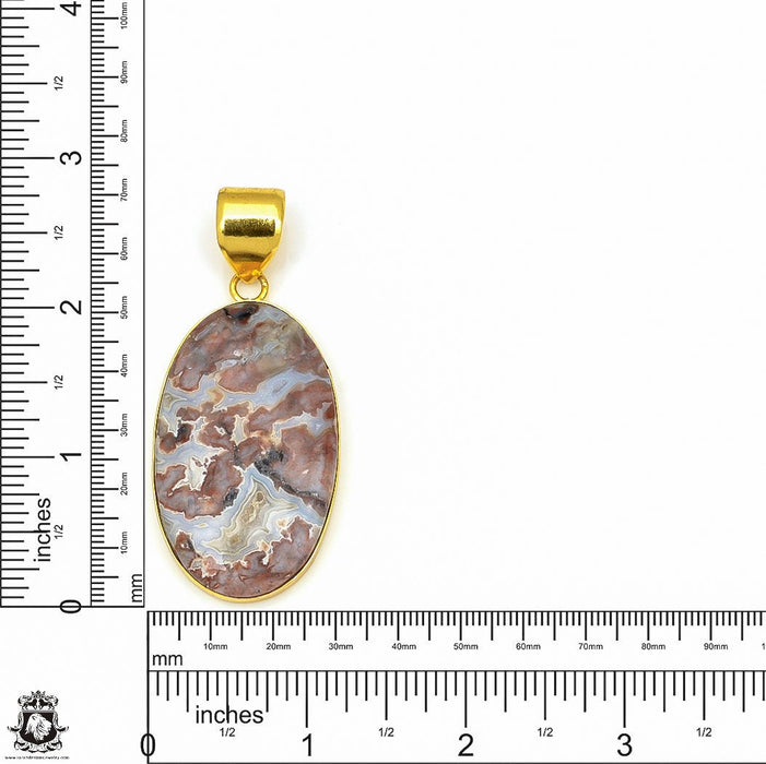 Crazy Lace Agate 24K Gold Plated Pendant  GPH604