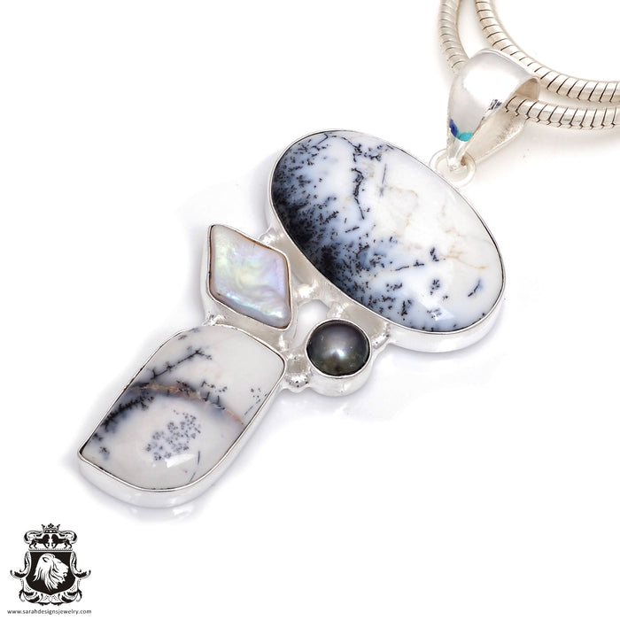 Merlinite Dendritic Opal Pendant & Chain P7837