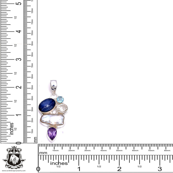 Kyanite Pearl Pendant & Chain P7920