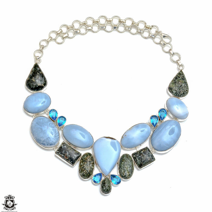 Dinosaur Bone Owyhee Blue Opal Necklace Bracelet SET1075