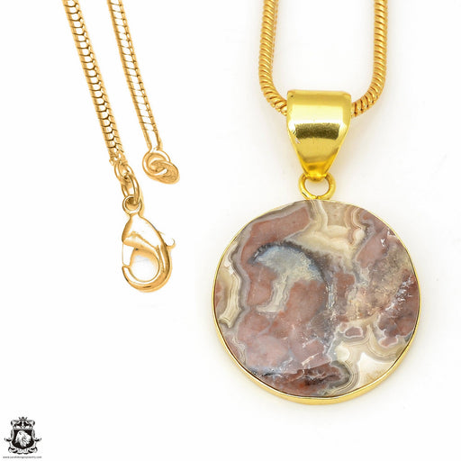 Crazy Lace Agate 24K Gold Plated Pendant  GPH615