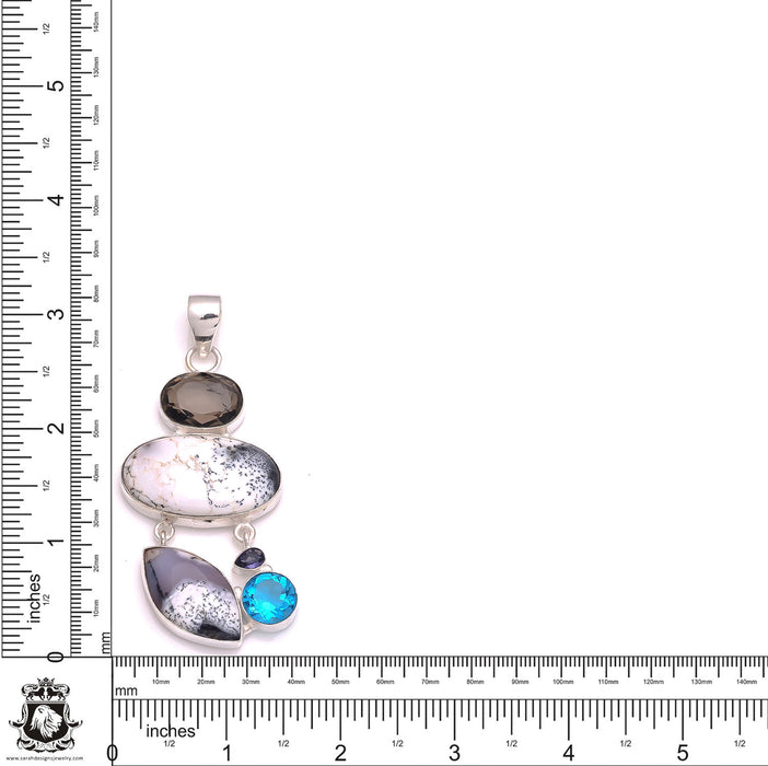 3.2 Inch Merlinite Dendritic Opal Pendant & Chain P8236