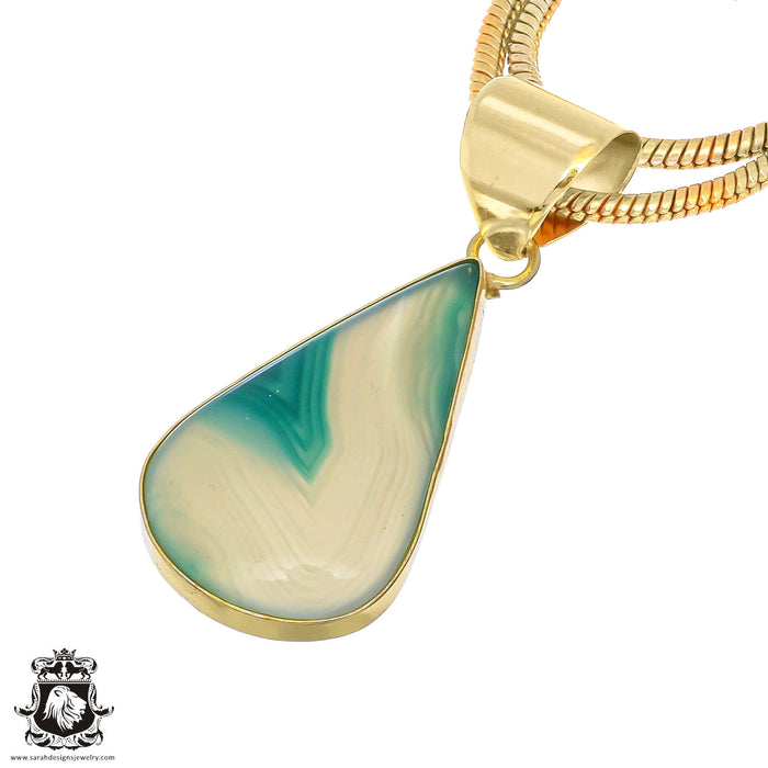Banded Agate 24K Gold Plated Pendant  GPH854
