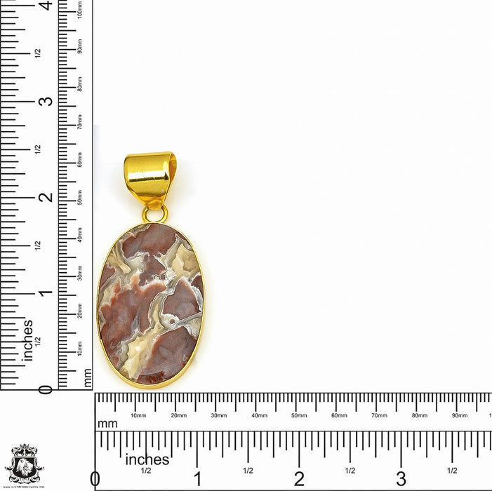Crazy Lace Agate 24K Gold Plated Pendant  GPH613