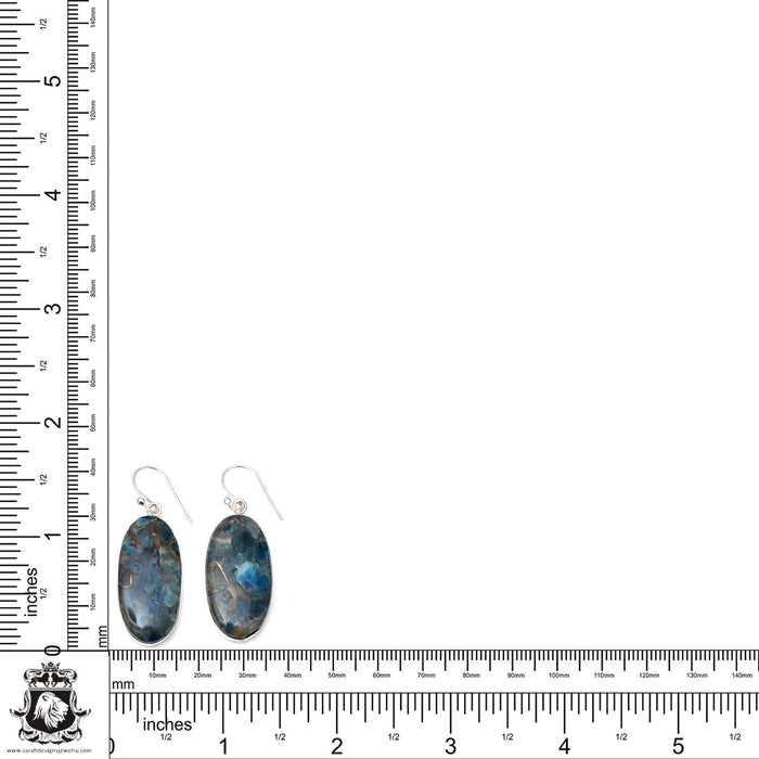 Pyritized Apatite 925 SOLID Sterling Silver Hook Dangle Earrings E379