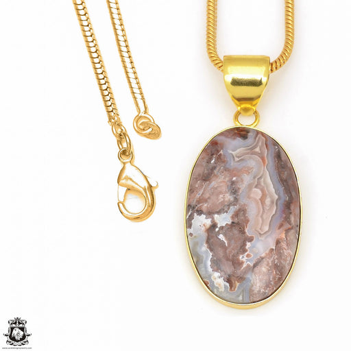 Crazy Lace Agate 24K Gold Plated Pendant  GPH600