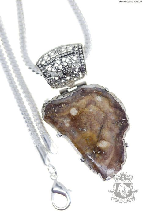 Utah Mined Petrified Wood Fossil Sterling Silver Pendant 4mm Snake Chain P606
