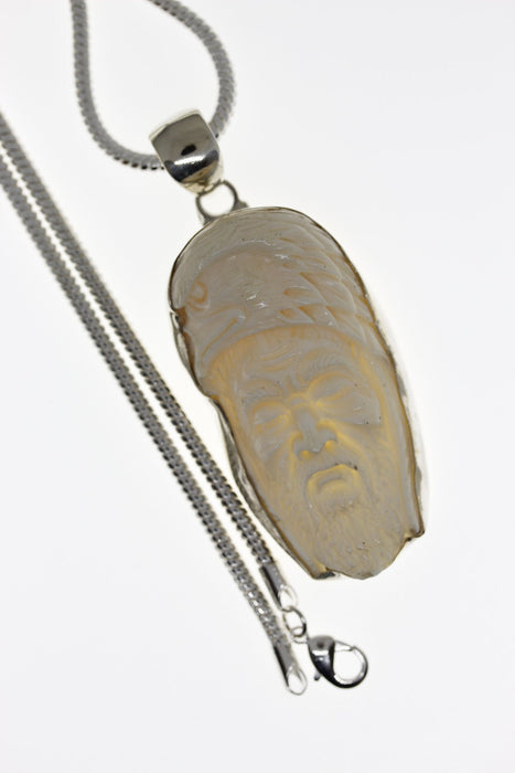 Garuda Eagle God Carving Silver Pendant & ChainChain C88