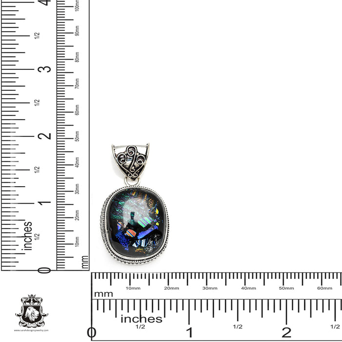 Dichroic Glass Murano Glass Pendant & Chain  V310