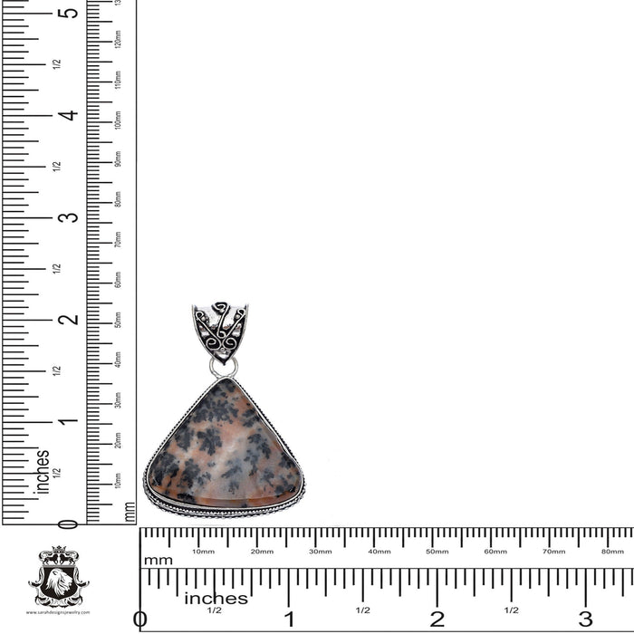 German Fossilized Dendrite Agate Pendant & Chain  V381