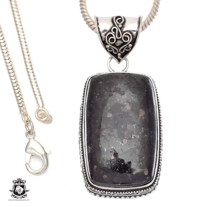 Black Sapphire Obsidian Pendant & Chain  V909