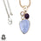 Blue Lace Agate Amethyst Pendant & Chain P7161
