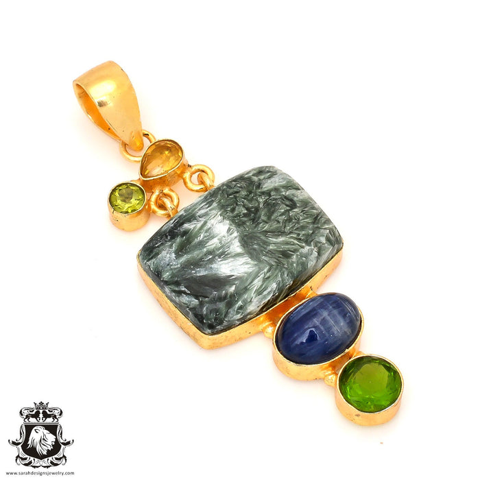 Seraphinite 24K Gold Plated Pendant 4mm Snake Chain GP47
