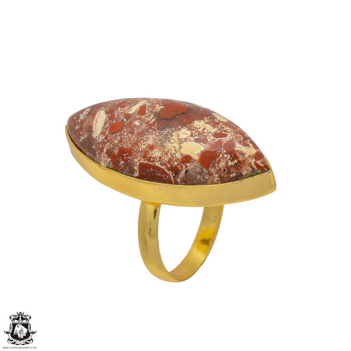 Size 8.5 - Size 10 Ring Wild Horse Jasper 24K Gold Plated Ring GPR20