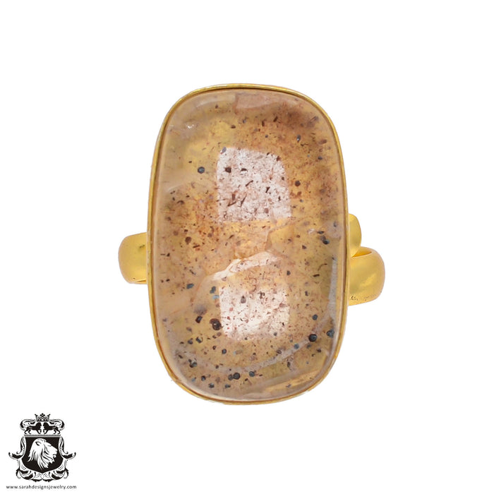 Size 8.5 - Size 10 Ring Super 7 Cacoxenite 24K Gold Plated Ring GPR324