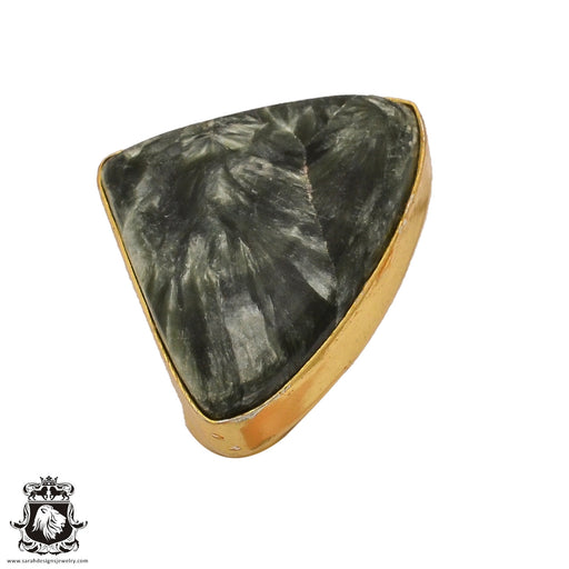 Size 6.5 - Size 8 Ring Seraphinite 24K Gold Plated Ring GPR511