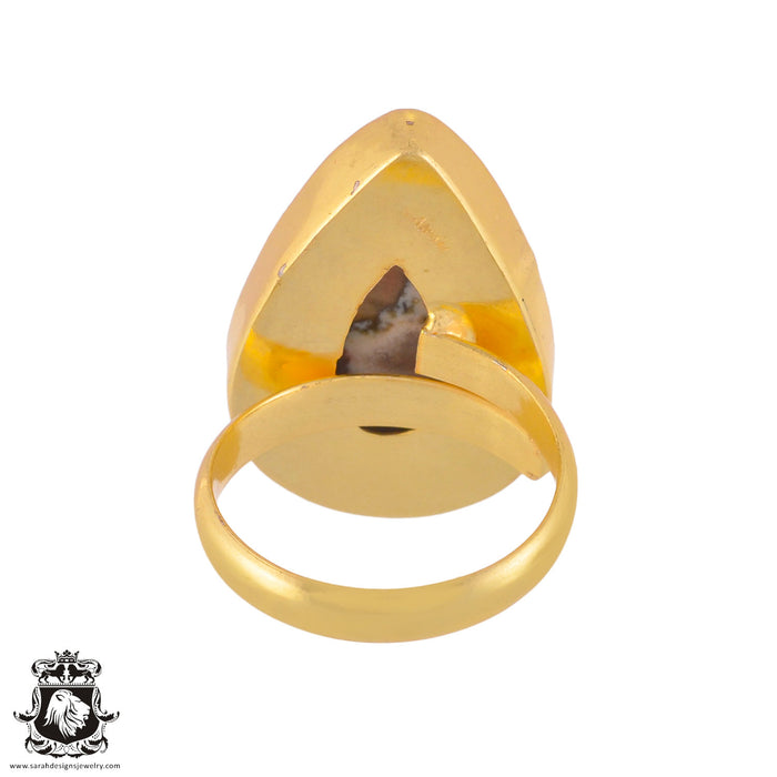 Size 10.5 - Size 12 Ring Rhyolite Rainforest Jasper 24K Gold Plated Ring GPR1016