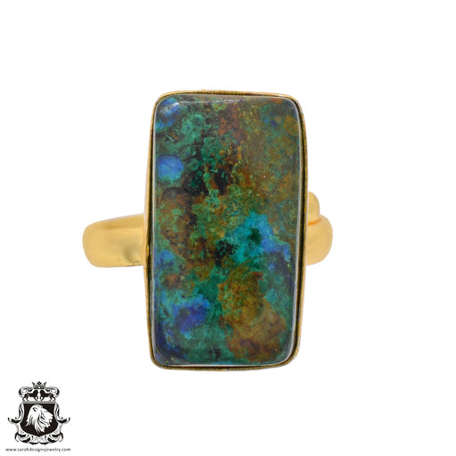 Size 10.5 - Size 12 Adjustable Shattuckite 24K Gold Plated Ring GPR1072