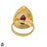 Size 9.5 - Size 11 Adjustable Purple Banded Agate 24K Gold Plated Ring GPR1171