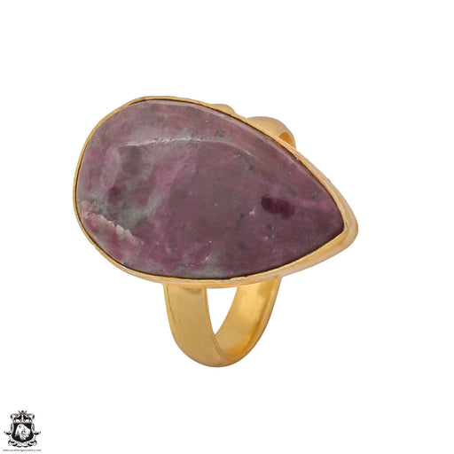 Size 9.5 - Size 11 Ring Ruby Zoisite 24K Gold Plated Ring GPR1221