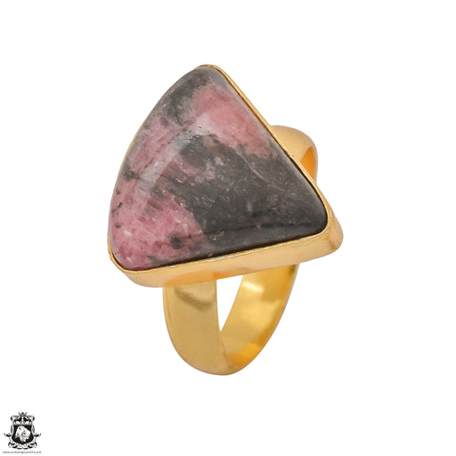 Size 7.5 - Size 9 Ring Rhodonite 24K Gold Plated Ring GPR1241