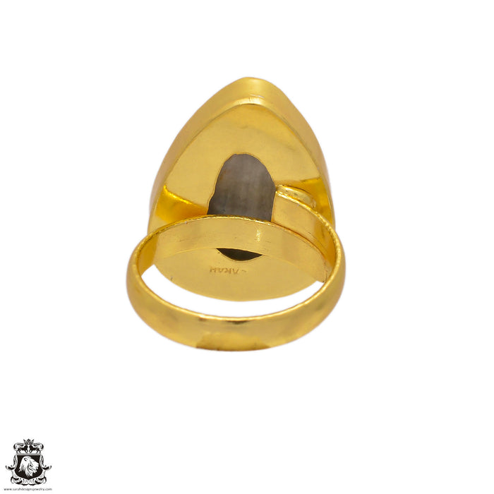 Size 9.5 - Size 11 Adjustable Scheelite 24K Gold Plated Ring GPR145