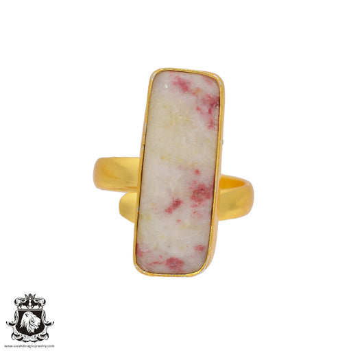 Size 8.5 - Size 10 Ring Tourmaline in Quartz 24K Gold Plated Ring GPR376