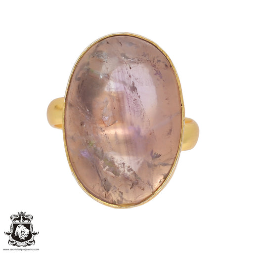 Size 9.5 - Size 11 Adjustable Ametrine 24K Gold Plated Ring GPR426