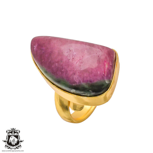 Size 6.5 - Size 8 Ring  Ruby Zoisite  24K Gold Plated Ring GPR184