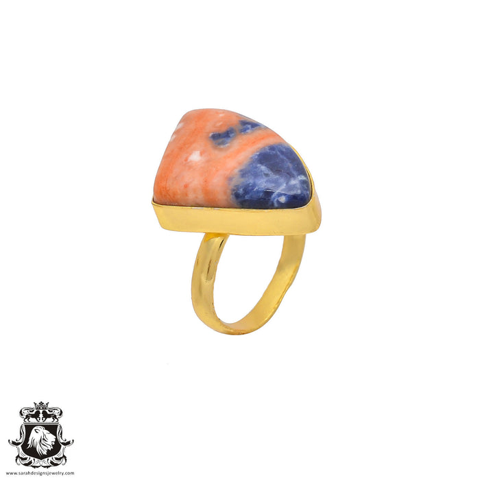 Size 8.5 - Size 10 Ring Sodalite 24K Gold Plated Ring GPR202