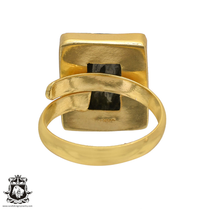 Size 10.5 - Size 12 Adjustable Seraphinite 24K Gold Plated Ring GPR502