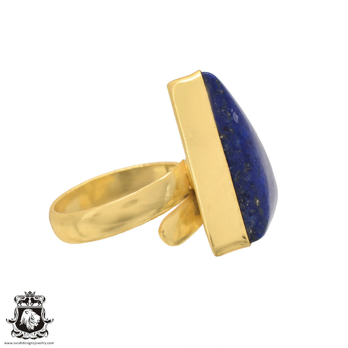 Size 7.5 - Size 9 Ring Lapis Lazuli 24K Gold Plated Ring GPR593
